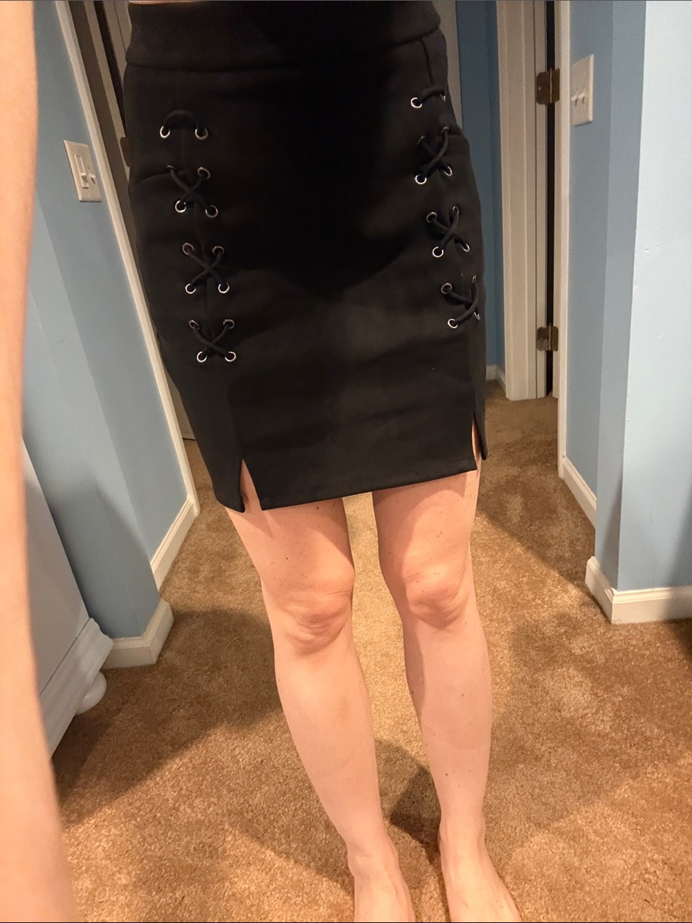 Black Lace-Up Pencil Skirt - Women